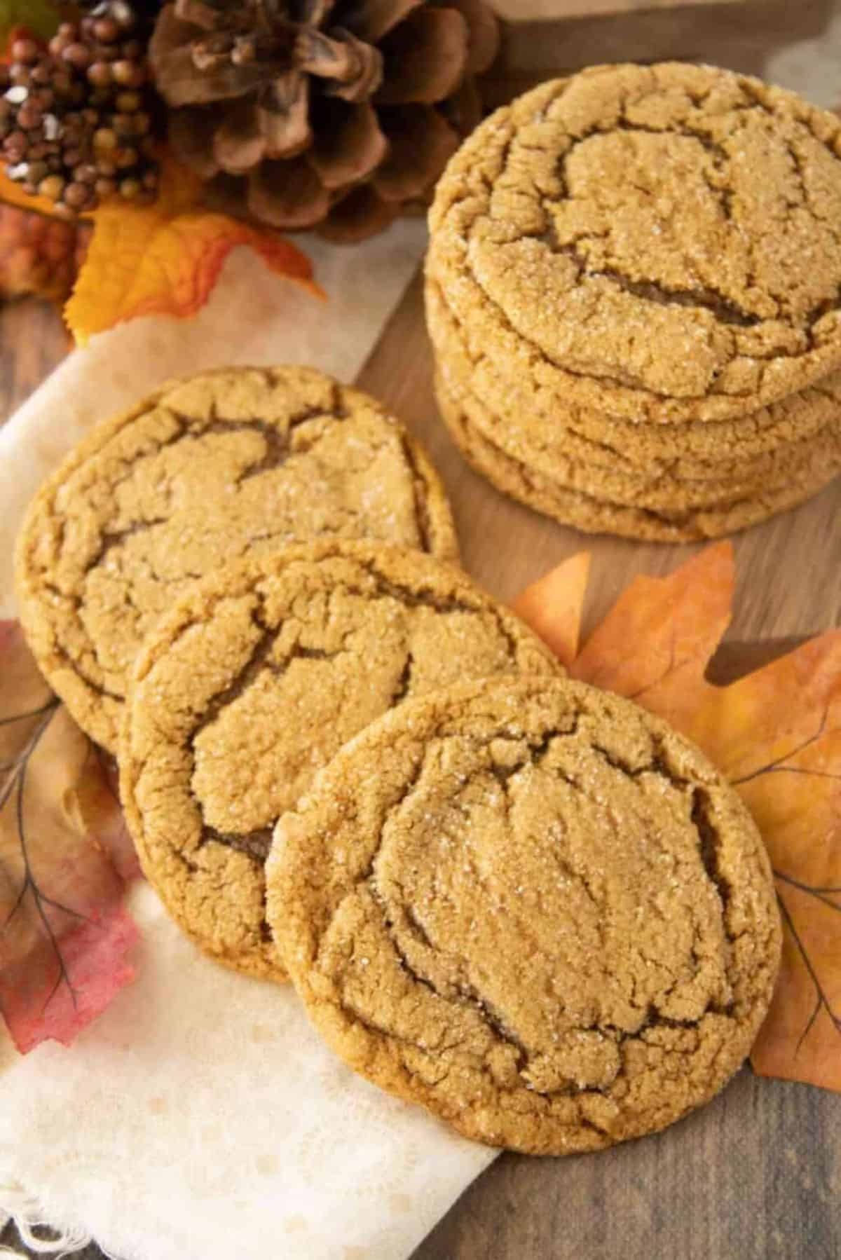 A bunch of delicious Chewy Molasses Cookies.