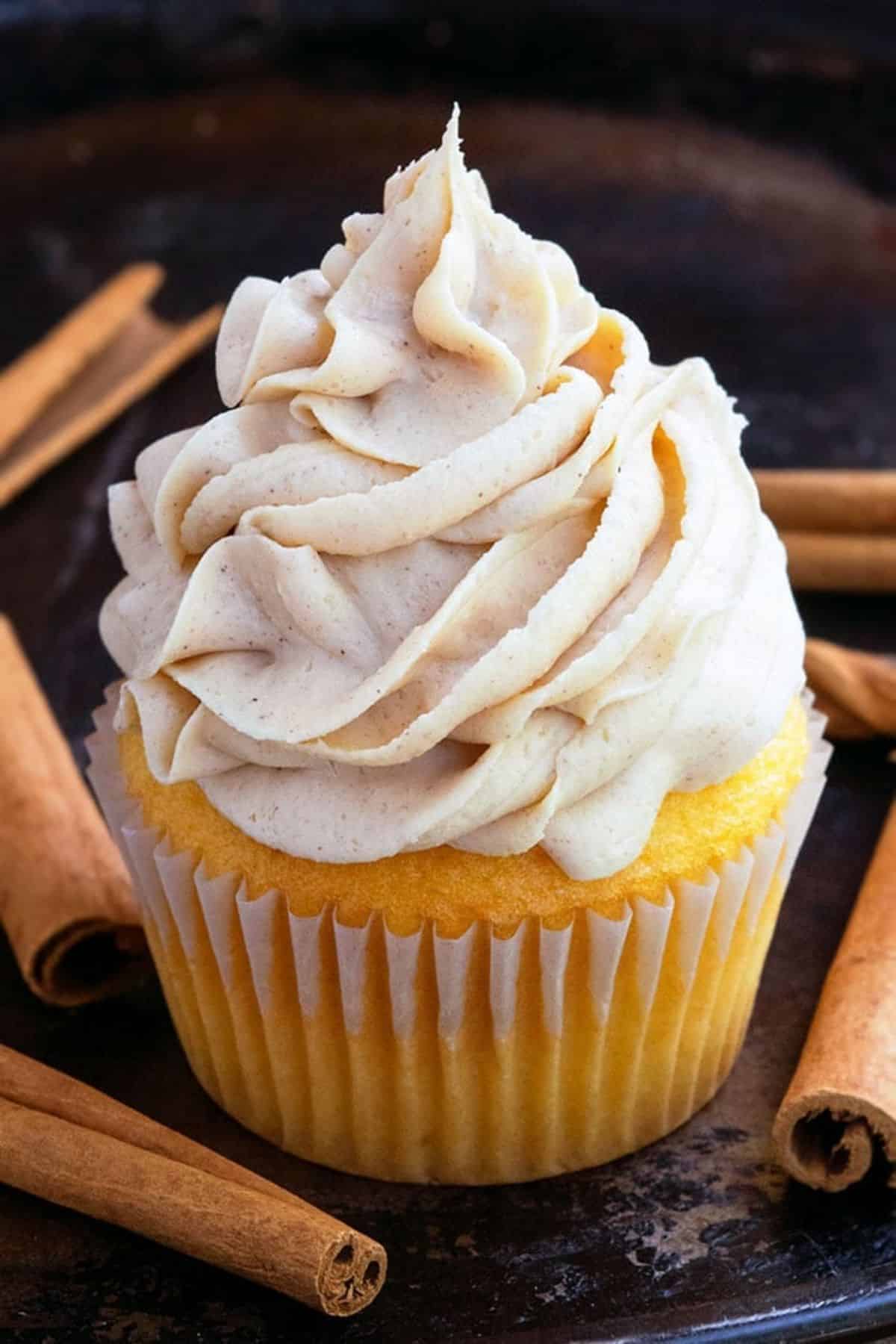 Brown Sugar Frosting on a cupcake.