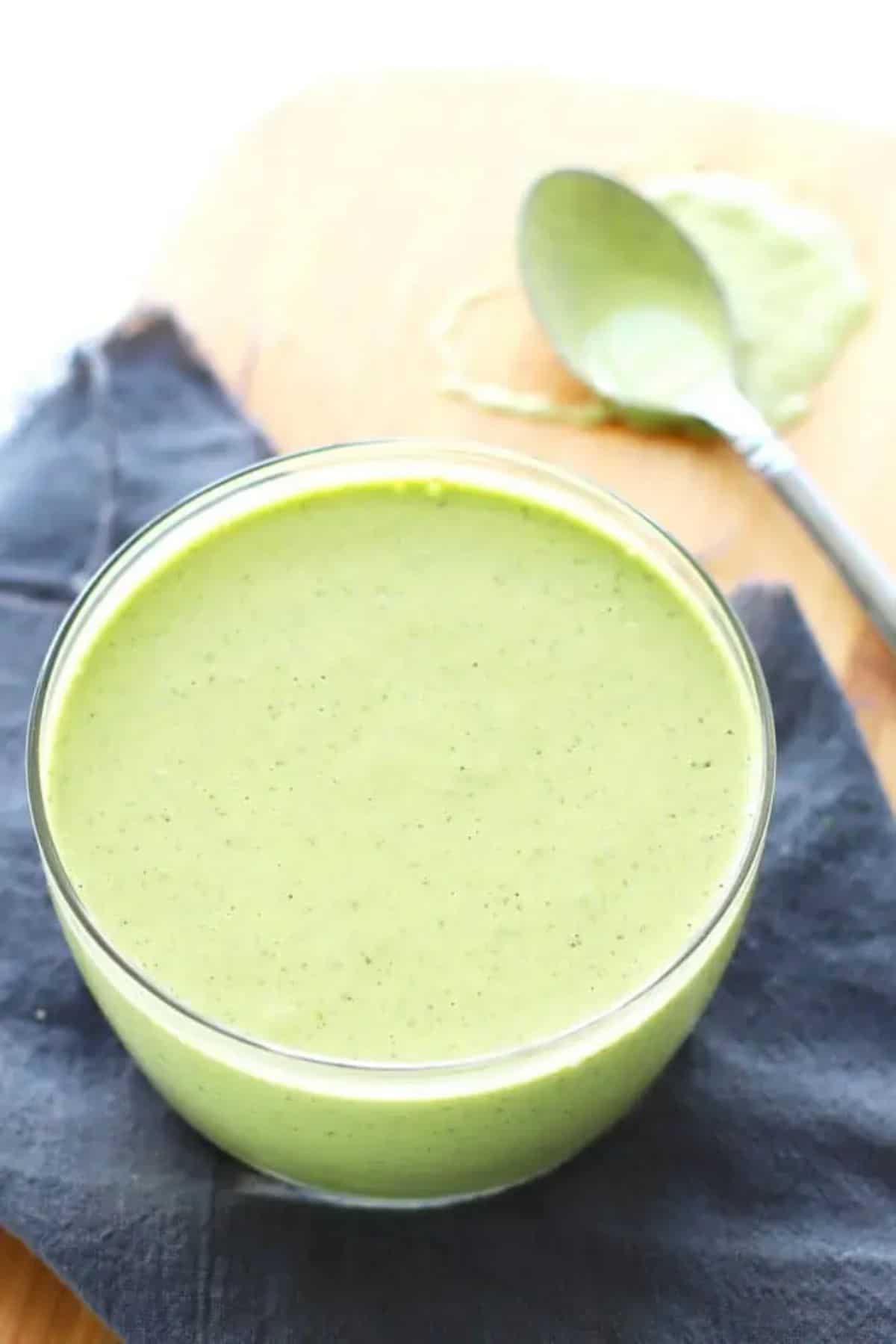 Lemon Basil Cashew Sauce in a glass bowl.