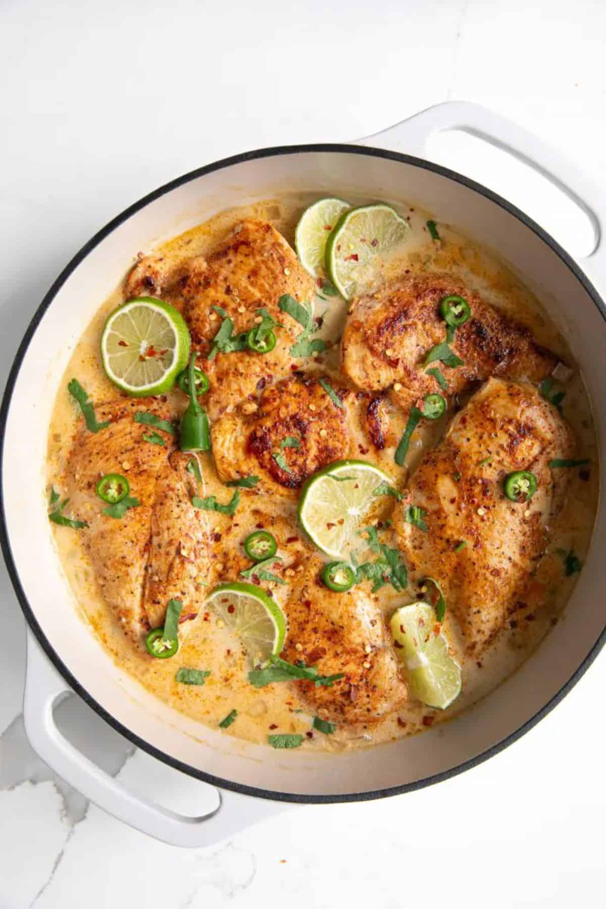 A delicious Coconut Milk Chicken in a pot.