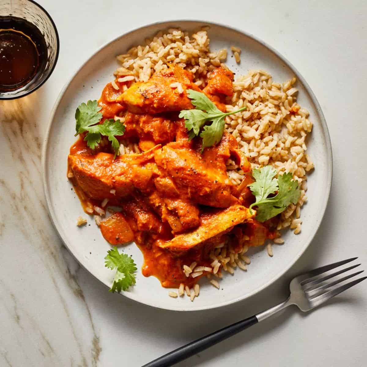 Turmeric Tikka Masala on a white tray.