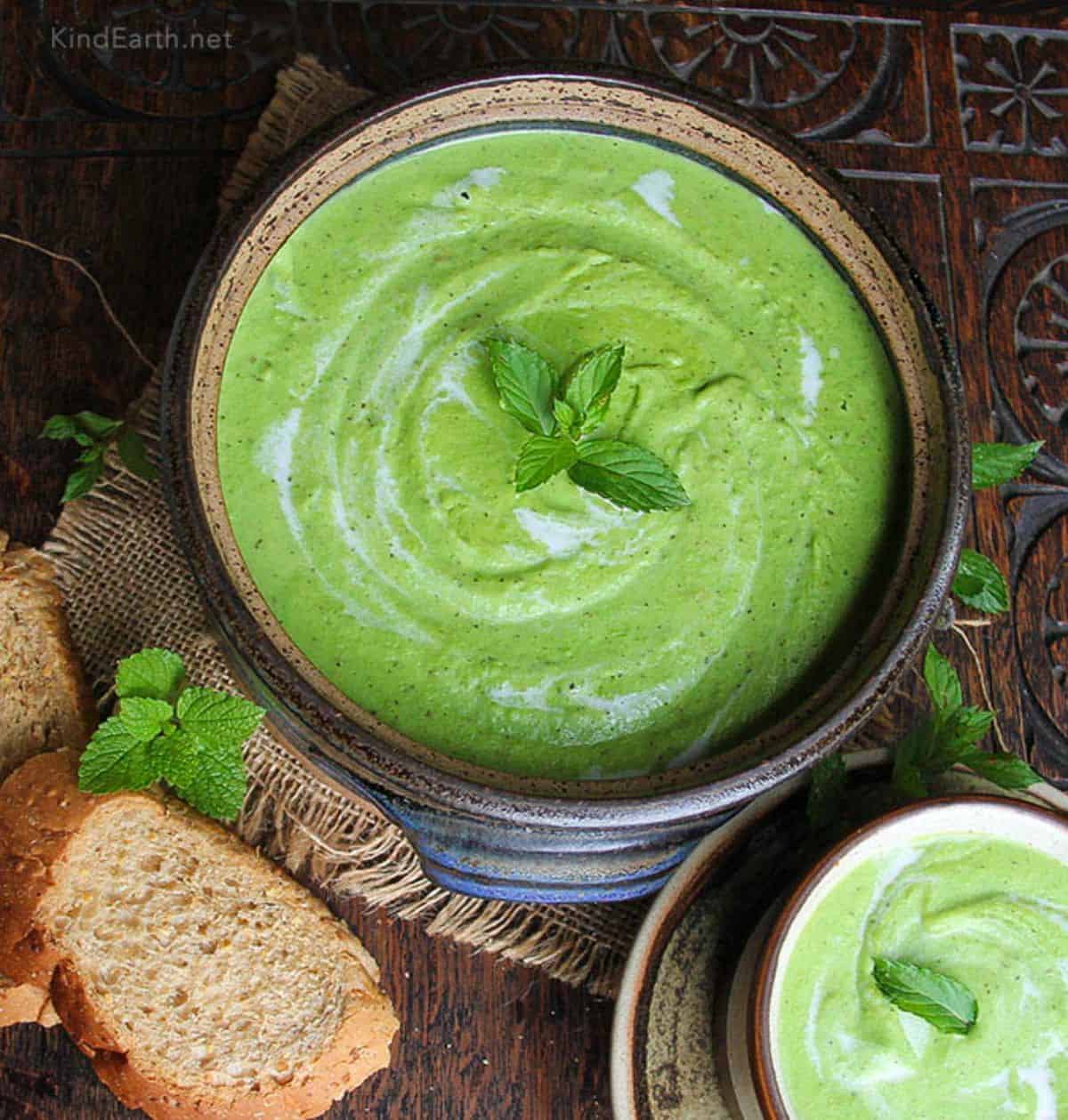 Delicious Mint & Pea Soup in a bowl.
