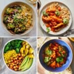 Four images of meals with turmeric.