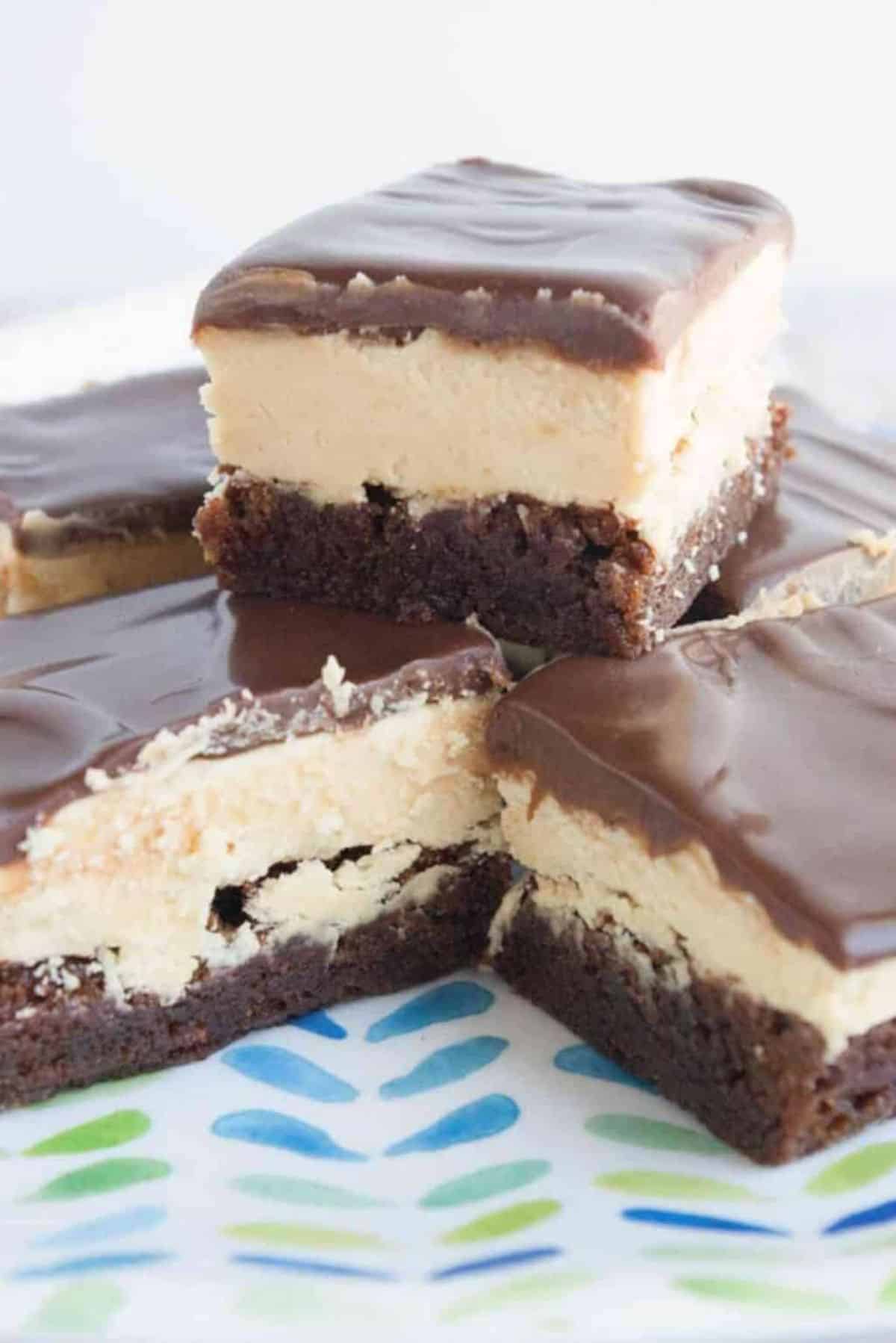 A bunch of Fudgy Peanut Butter Brownies