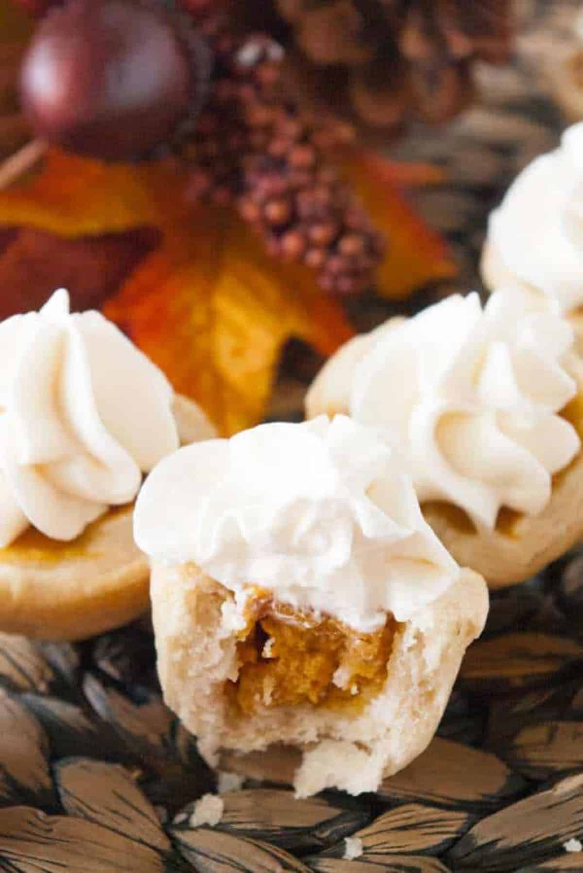 Tasty Bite Size Pumpkin Pies on a tray.