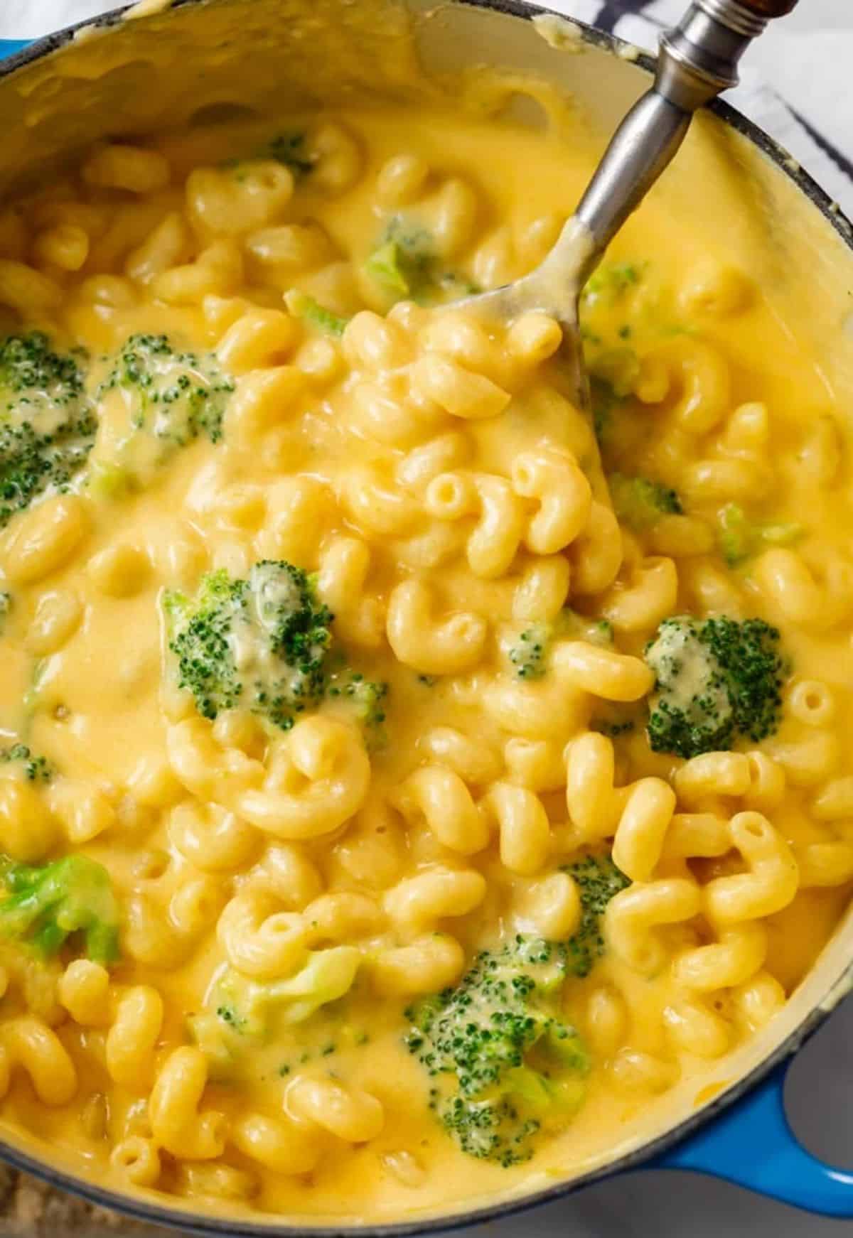 Creamy Broccoli Mac & Cheese in a bowl.