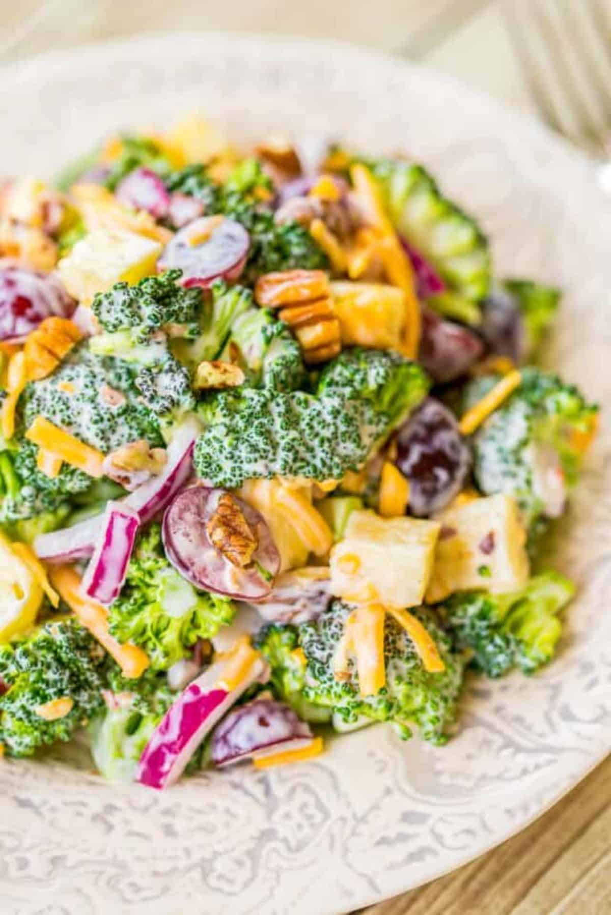 Healthy Broccoli Pineapple Salad on a plate.
